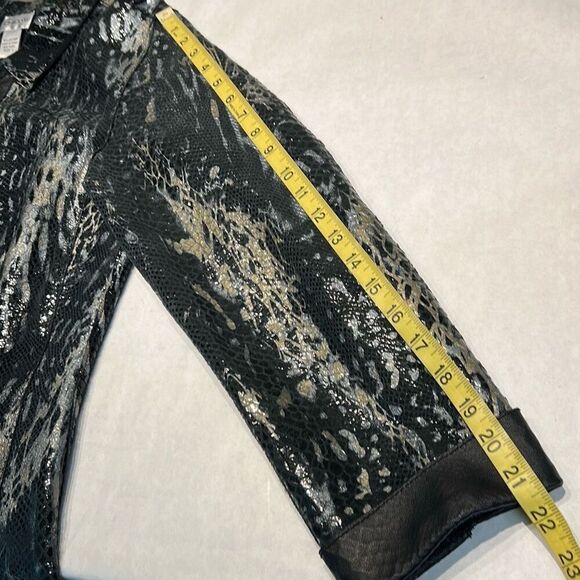 Chico's Leather Snake Print Jacket Sz 1 (Medium, Sz 8) Silver Animal Snakeskin S - Picture 11 of 11